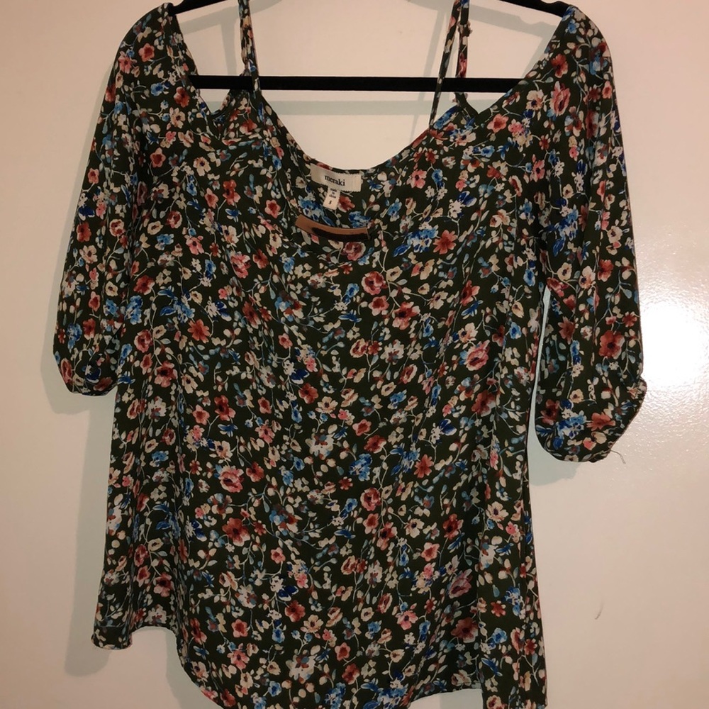Flower printed midsleeve shirt